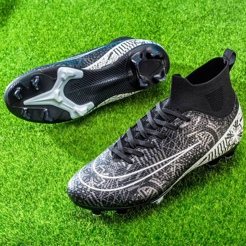 Cross-border high-top football shoes, wear-resistant long spike football shoes, TF broken spike special training shoes, non-slip football men's style