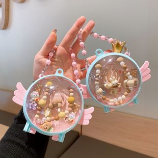 Angel Gift Box Children's Necklace Jewelry Set Curry Color Cartoon Pendant Ball Chain 3-7 Years Old Little Girl Gift