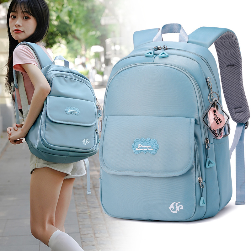 Natural Fish nueva mochila para estudiantes de escuela primaria 3-6 grado de Gran capacidad de protección ligera de la columna vertebral impermeable de una sola pieza de entrega