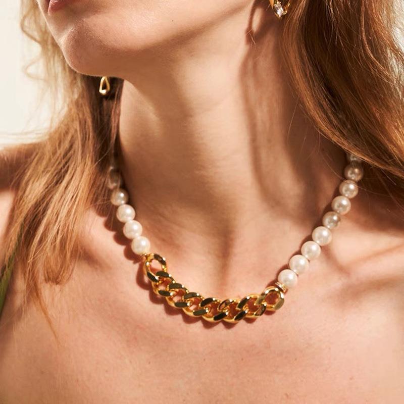 Streetwear Geometric Artificial Pearl Copper Plating Womenu0027S Necklace