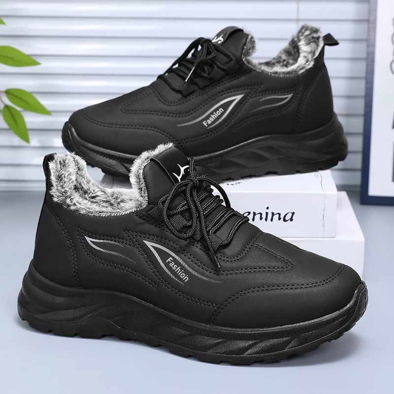 Cross-border high-top walking shoes, men's snow boots, winter fleece-lined athletic shoes, warm outdoor cotton shoes, casual sports boots