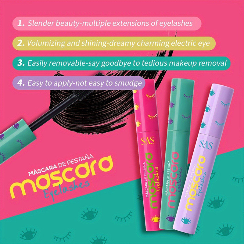 USHAS rímel a largo plazo impermeable sin manchas, rímel largo y grueso, rímel de rizo SAC009
