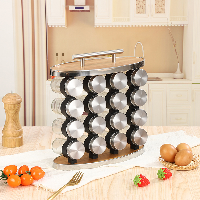 Nuevo multi-funcional sellado tarro hogar portátil condimento botella de almacenamiento rack cocina vidrio condimento botella al por mayor