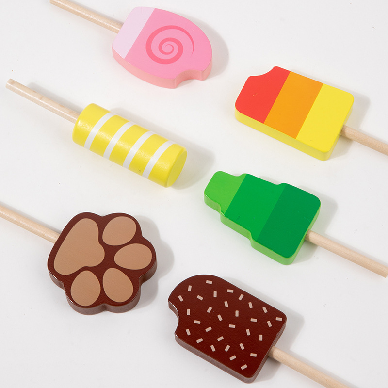 Juguetes de helado de madera simulación de helados para el hogar juego de juguetes de educación temprana materiales de seguridad regalo