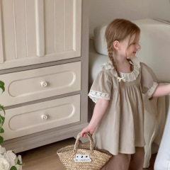 Ladies' Forest System Cotton Lace Edge Short Sleeve Blouse 2024 Summer New Children Sweet Princess Blouse T-Shirt Top