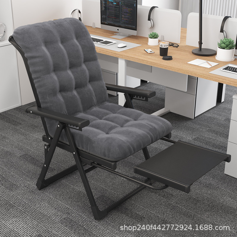 [발판이 포함된 업그레이드 모델] 앉거나 누울 수 있는 싱글 의자 블랙 그레이 코튼 패딩