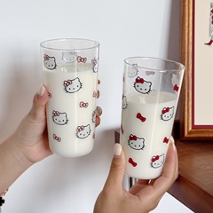見栄えの良いかわいい漫画ミルクカップ猫インスタイルホーム朝食ジュースカップ夏のガラスの水カップ