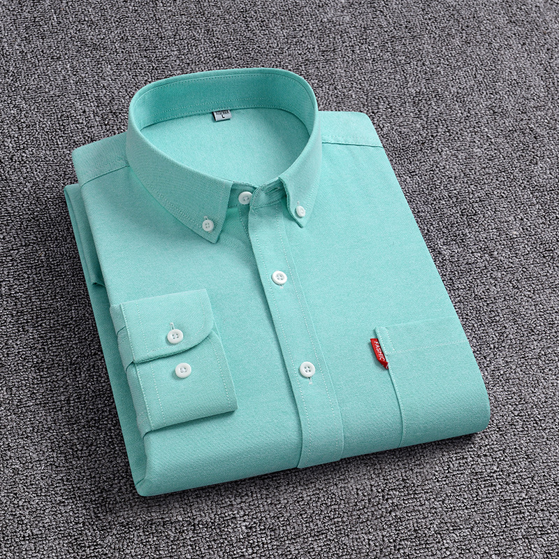Camisas de mangas largas de Oxford personalizadas de hombre primavera y otoño de color sólido de transporte transpirable de mediana edad
