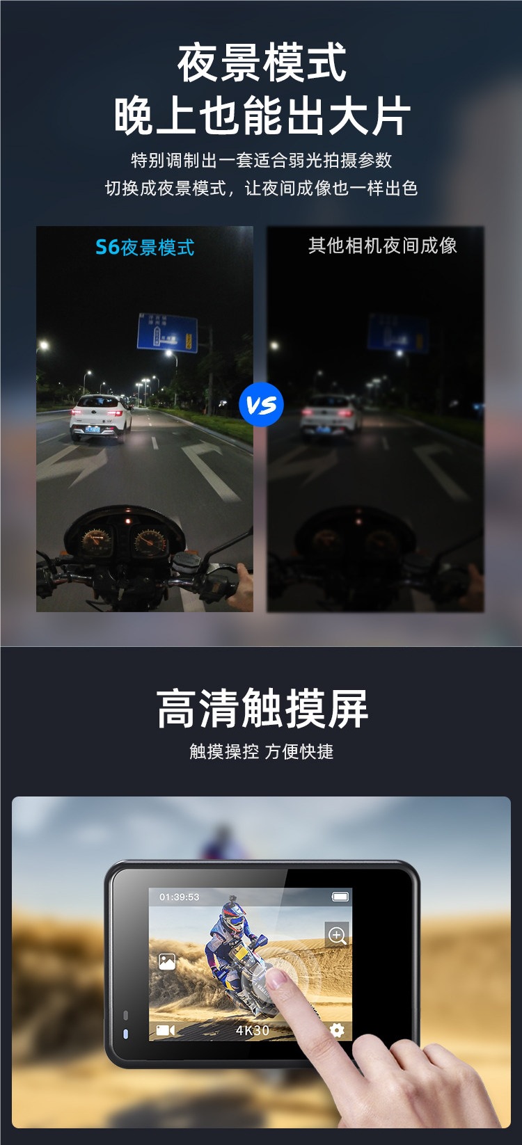 Xiaotu S6 Anti-Shake 4K Action Camera for Cycling and Electric Motorcycles, Dashcam Without Memory Card, Contact Customer Service