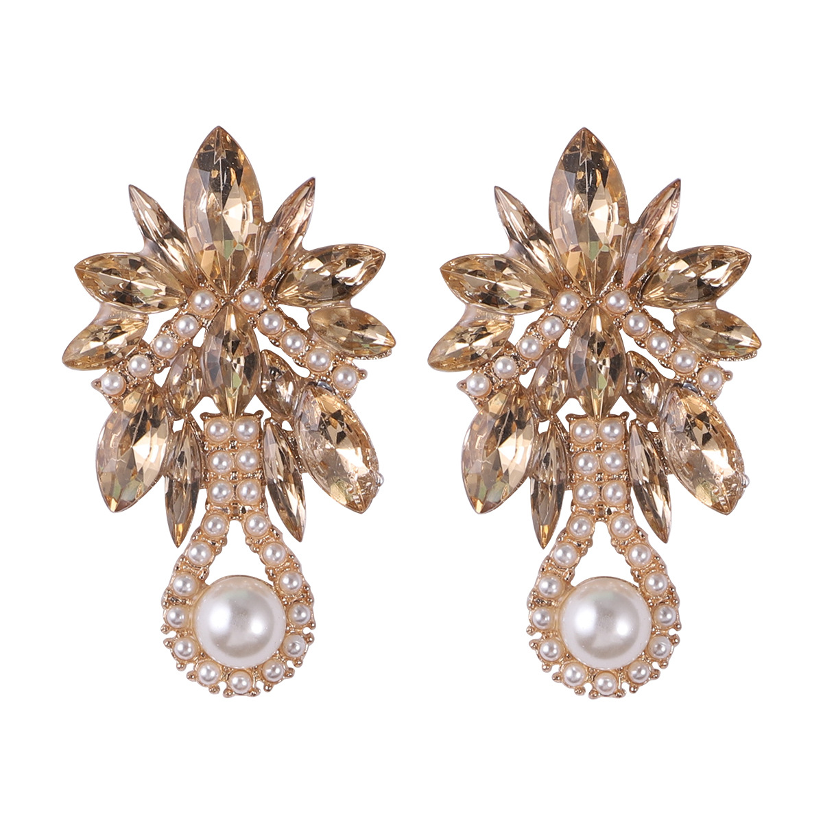 Retro Flower Alloy Artificial Pearls Earrings display picture 5
