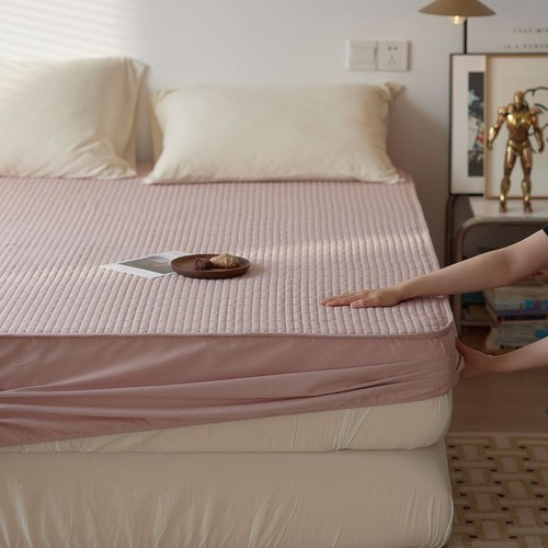 Cotton quilted quilted fitted sheet mattress protector Pure cotton machine washable bed cover Solid color non-slip fitted sheet cover 1.8m