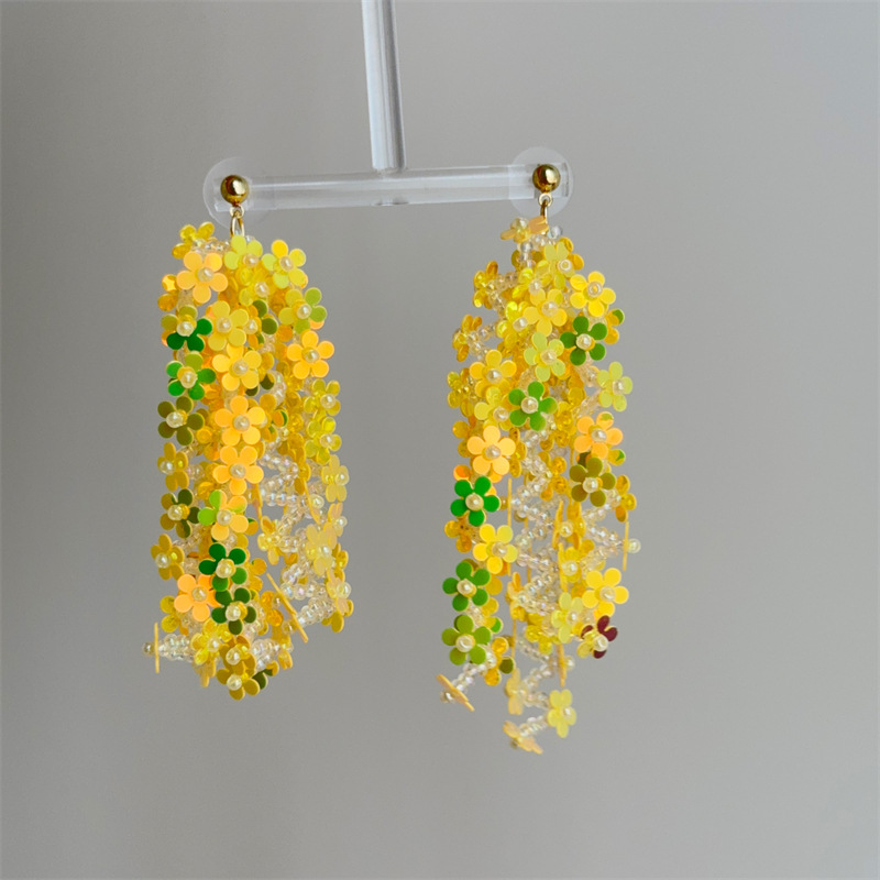 25g Weight Silver Ear Needle Material Drop Earrings Classification 1 Pair Quantity Holiday, Daily Occasion PVC Material Colorful Pattern All Seasons Season Women's Gender Sequins Design Elegant, Ethnic Style Style 1 Pair Elegant Ethnic Style Colorful Sequins PVC Drop Earrings 25