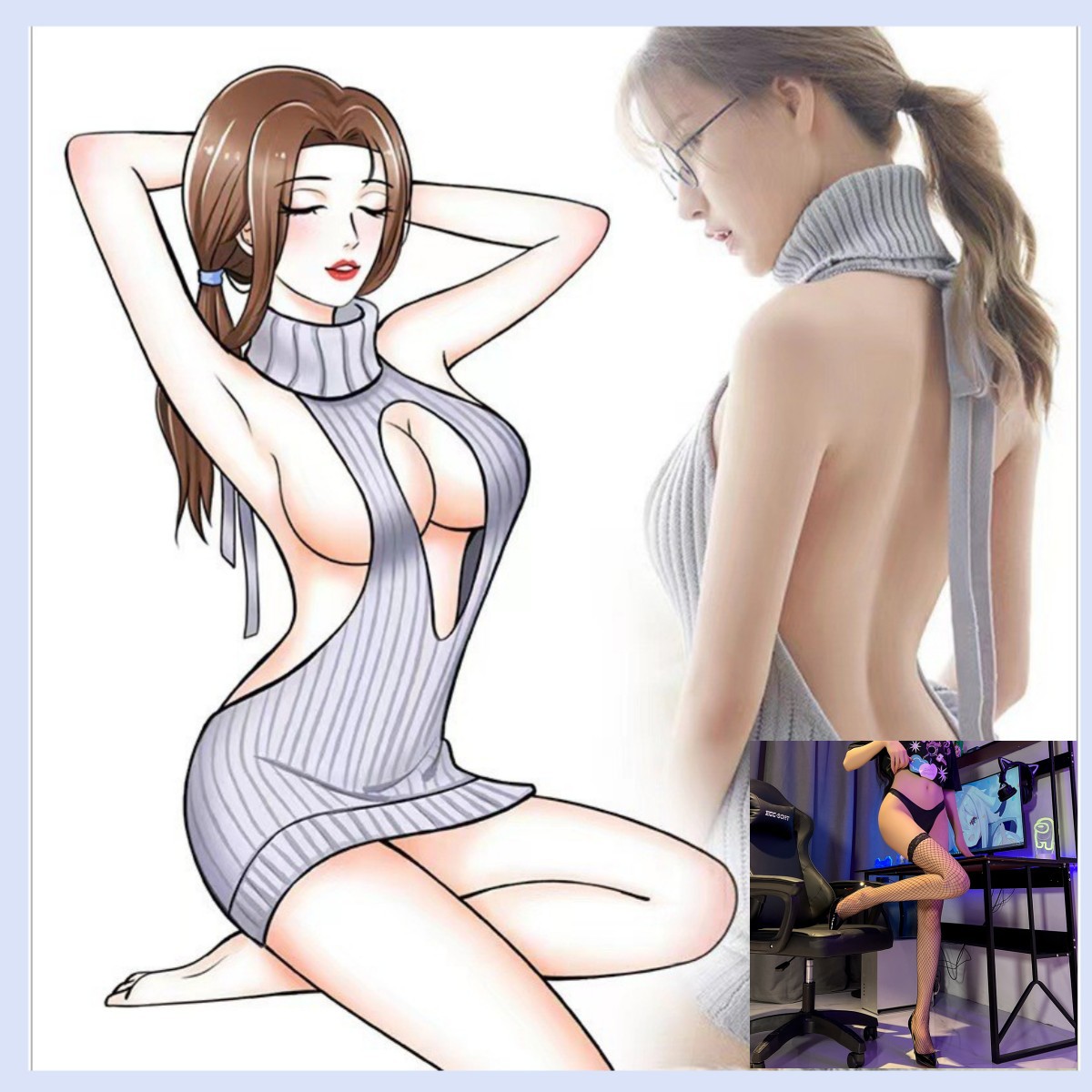 회색 검은 순 스타킹