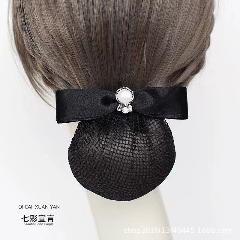 职业头花女发网上班发夹酒店银行护士空姐超市盘发蝴蝶结发饰网兜