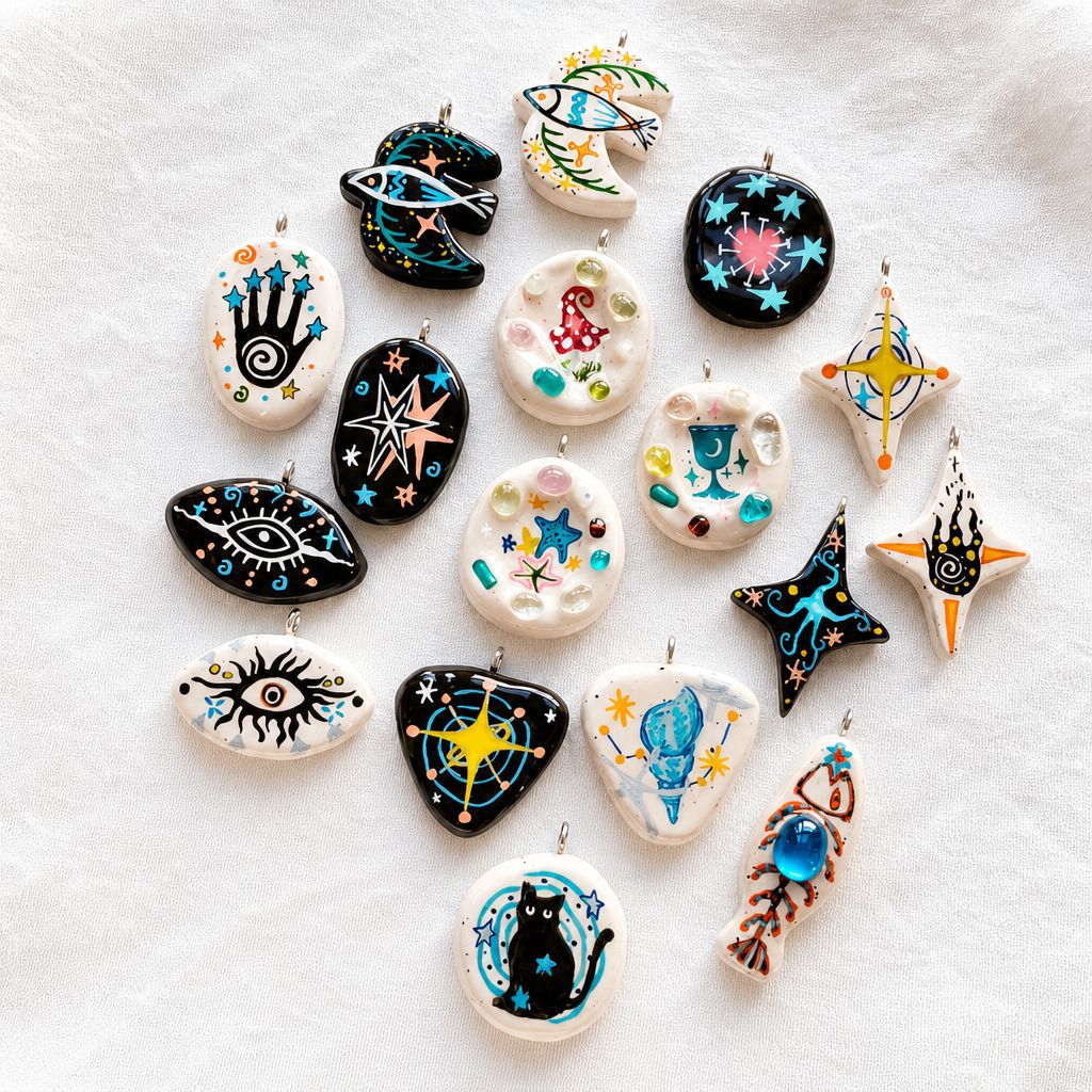 Popular European and American Cross-Border Fashion New Style Hand-Painted Irregular Demon Eye Element Pendant DIY Jewelry Accessories