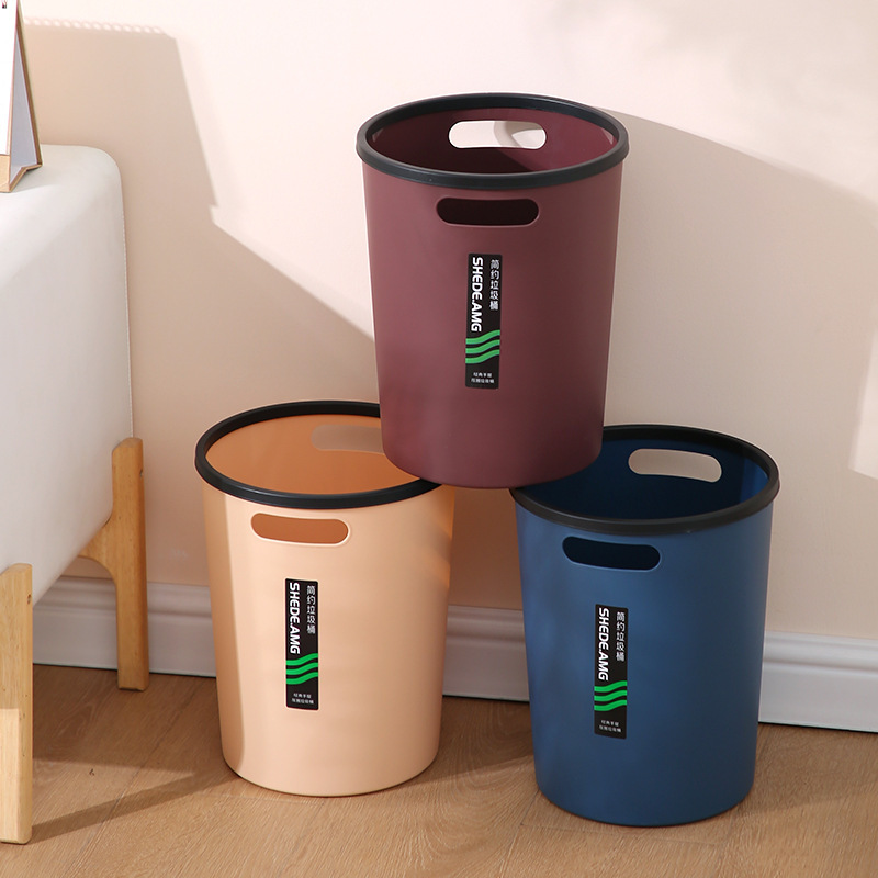 Wholesale trash can portable round pressure ring garbage balcony bathroom trash basket office wastebasket printable logo Wholesale trash can portable round pressure ring garbage balcony bathroom trash basket office wastebasket printable logo