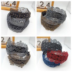 韓國寬邊發箍髮帶遮白髮頭箍女成人高端發卡防滑刺繡發捆髮飾批發