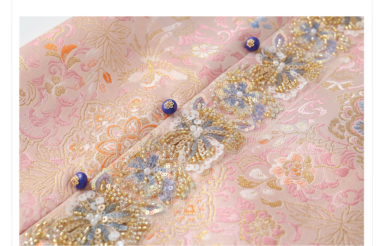Bộ áo gile và chân váy chẻ cao phong cách Trung Hoa đính cườm thêu sequin mùa thu — nửa váy, Trang chủ chi tiết 25