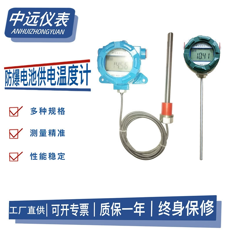 Взрывозащищенный сплит-встроенный батарейный термометр антикоррозийный дисплей на месте Высокоточный дисплей теплового сопротивления