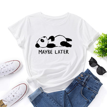 现货wish eaby亚马逊外贸欧美女装悠闲熊猫印花宽松圆领短袖t恤女