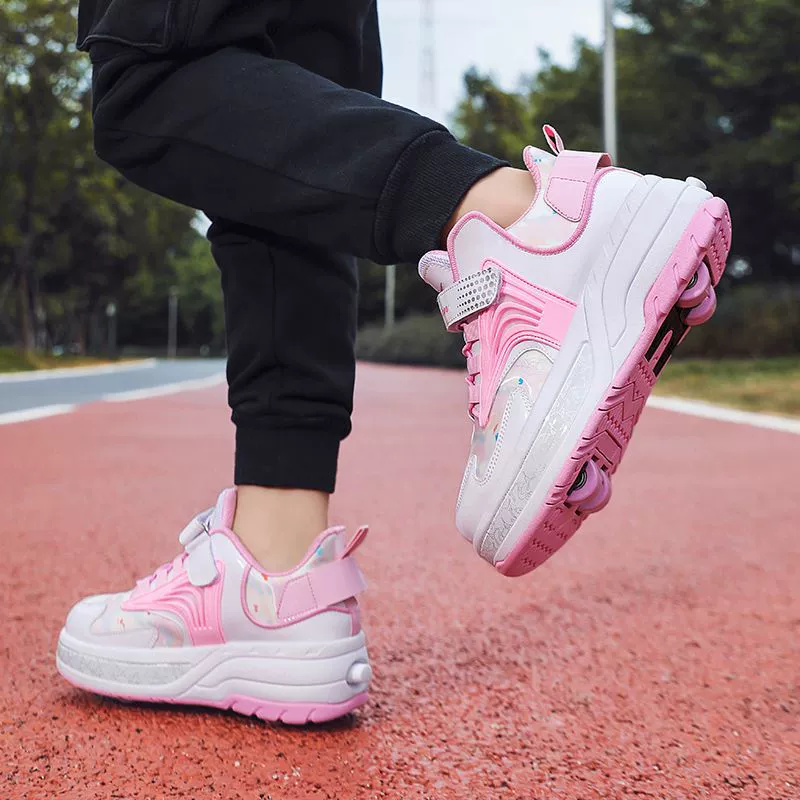 Детские Heelys для девочек, четырехколесные прогулочно-скользящие обувь для взрослых, автоматическое сжатие роликов для мужчин