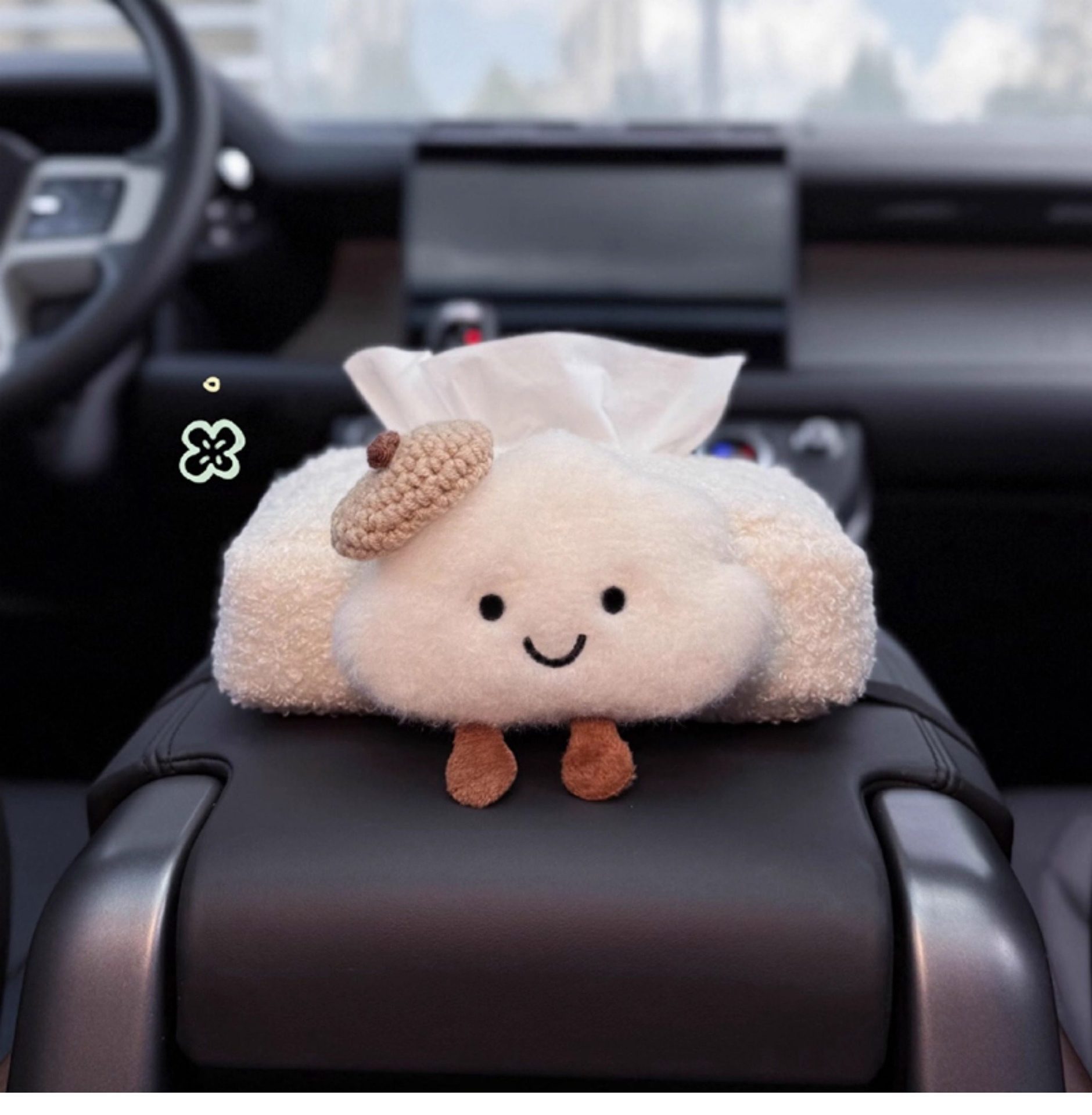 2025 New Car Tissue Box, Car Armrest Box Tissue Holder, Seat-Mounted Car Tissue Bag, Cute Cloud Design for Women
