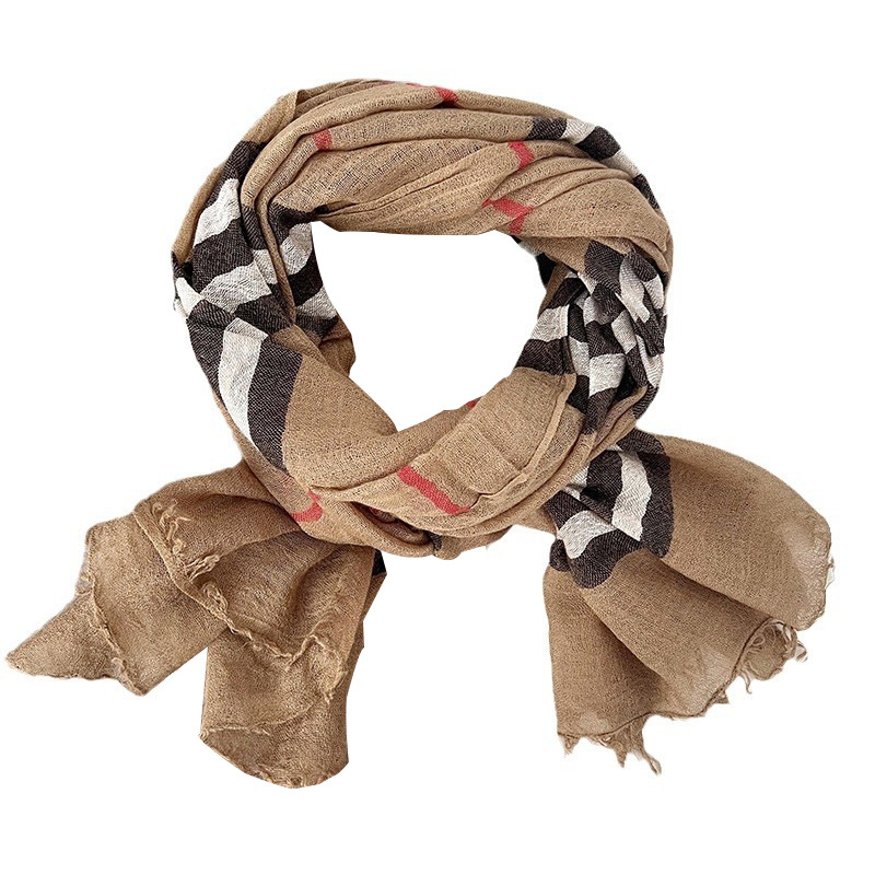 Nicho algodón lino bufandas a cuadros otoño invierno alta sensación nuevo estilo universal bufandas de cuello ligero bufandas bufandas de seda al por mayor