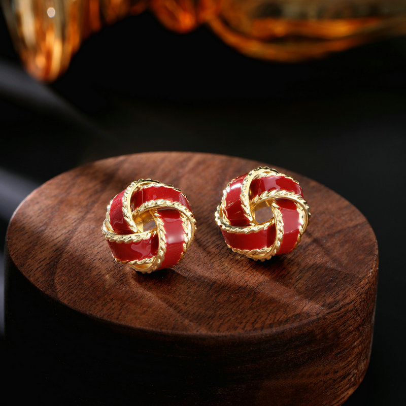 Nouvelles boucles d'oreilles rouges Ankara dégoulinant d'huile exquises boucles d'oreilles à tige françaises de qualité supérieure_voghion.com