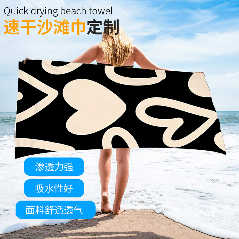 Quick-drying bath towel cartoon pattern printed in stock wholesale beach beach towel portable foreign trade seaside trendy beach towel