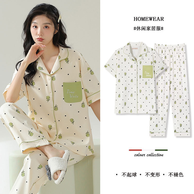 D.M-147 Short-length dot flower cardigan