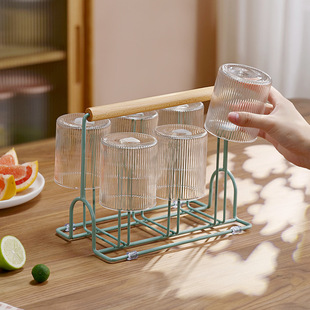 Japanese-style iron cup holder draining storage rack household coffee table upside down shelf tea cup glass holder