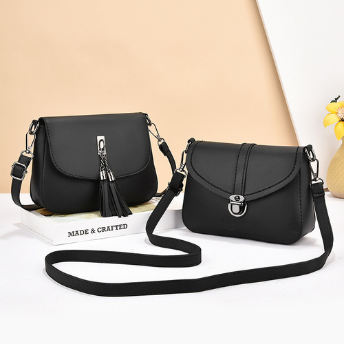  New Pure Color PU Crossbody Simple Matchable Fringe Decorated Single Shoulder Crossbody Bag for Women Mom Bag Crossbody Practical