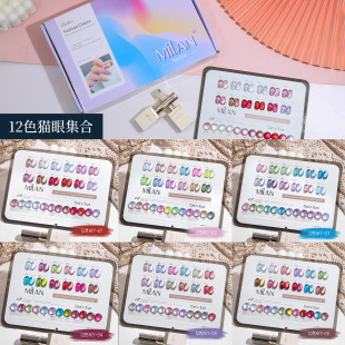 milan new 12-color small set of nail polish cat's eye gel popular white nail salon