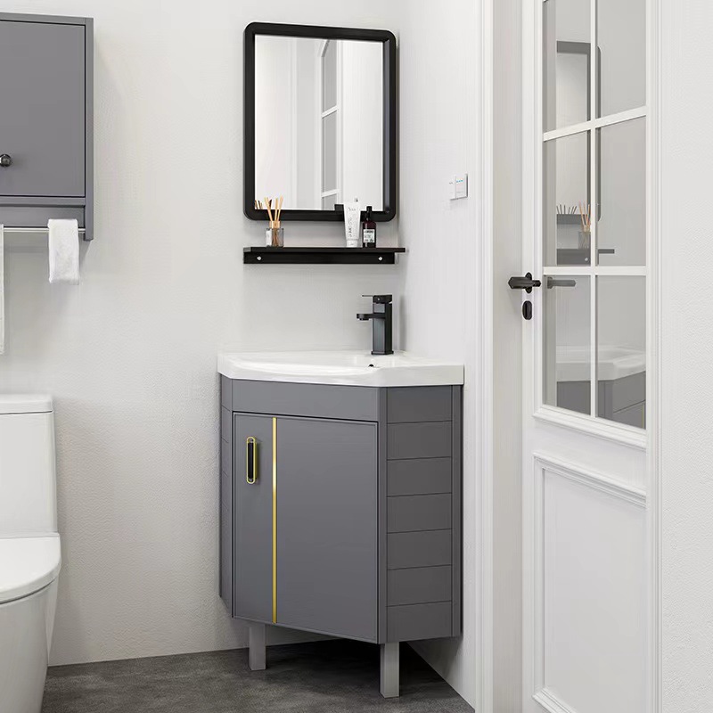 gabinete de baño de aluminio espacial tipo piso combinado tipo pequeño baño lavabo de triángulo lavabo esquina lavabo