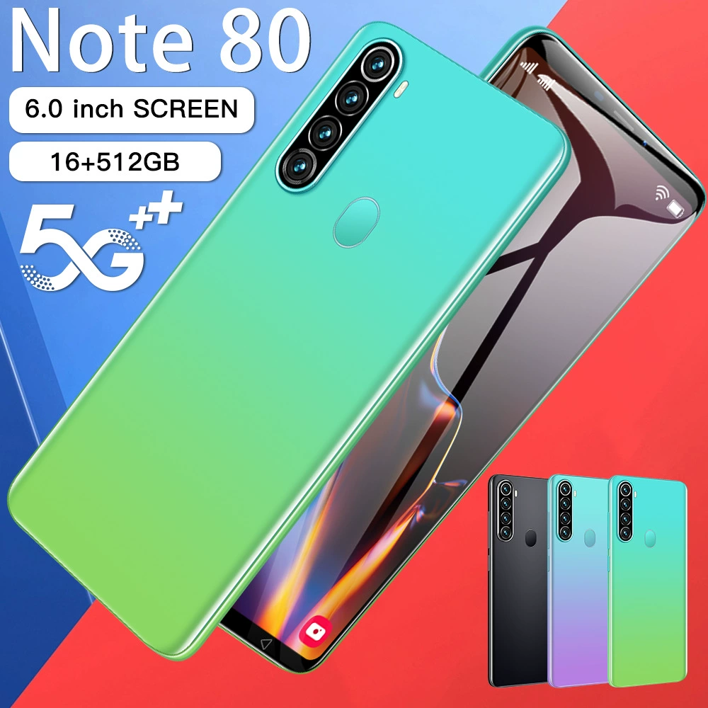 Note 80 смартфон, 6.0 дюйма, 5G Android, международные стандарты ROM (EU/US/UK/AU)