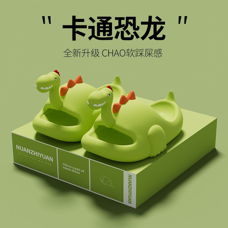 Dinosaurio lindo hogar antideslizante suela gruesa zapatillas para niños verano Niños Niñas EVA cerrado dedo del pie bebé zapatillas al aire libre