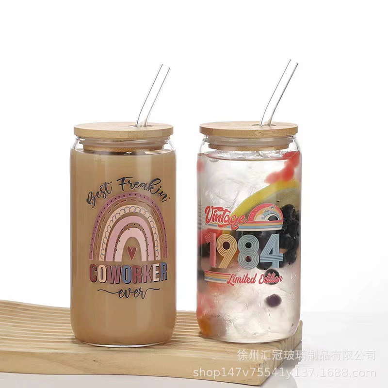 Стеклянный стакан с трубочкой, для импорта, интернет-хит, «Кола», 16 oz