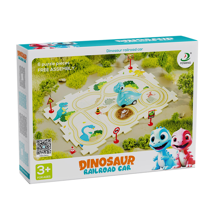 Puzzle eléctrico transfronterizo tren tren juguetes ensamblaje puzzle Navidad clásico tren infantil puzzle dinosaurio coche