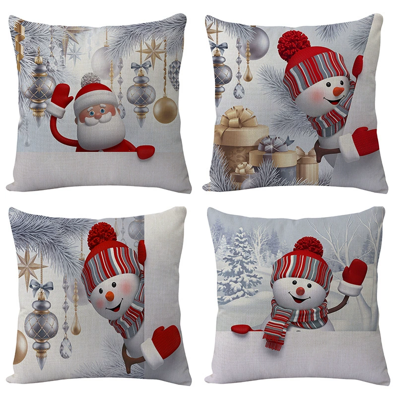 Трансграничные эксклюзивны для мультфильма снеговика серии Санта-Клаус держит наволочку праздничной серии рождественские декоративные подушки оптом