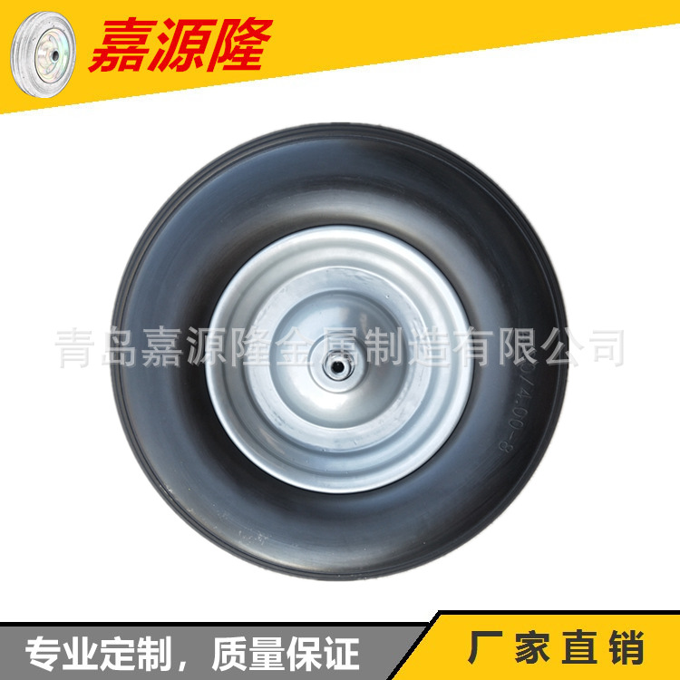 PU发泡实心轮4.00-8 16寸单边轮工矿轮拉车轮斗车轮