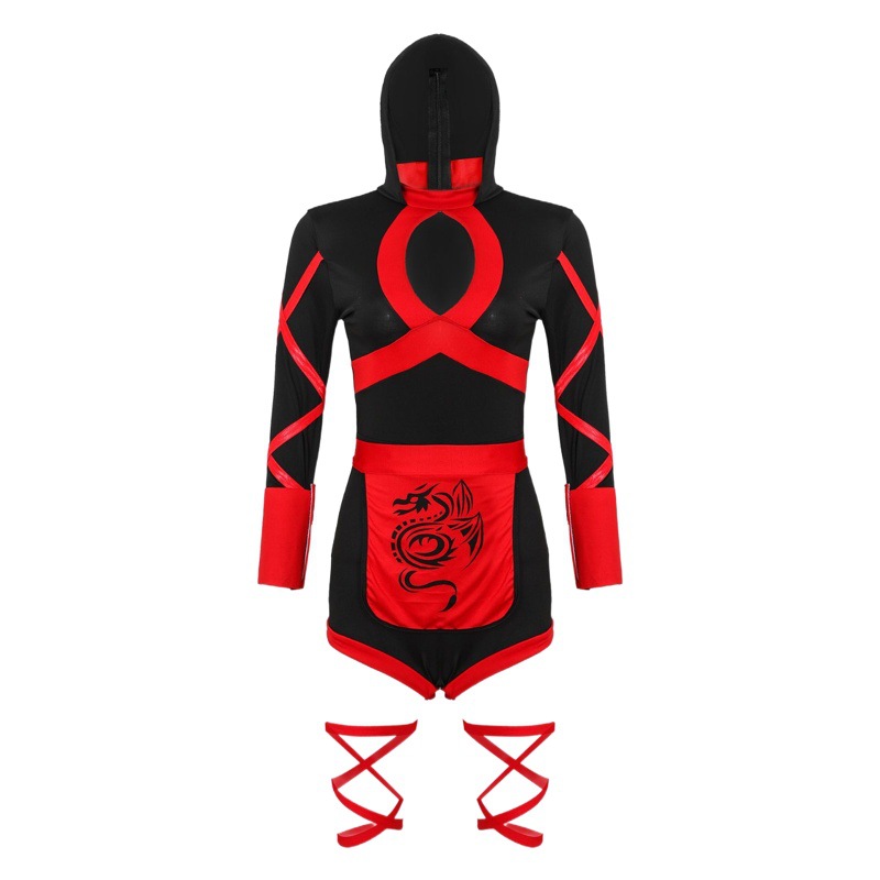 Guerrero de las mujeres dragón japonés ninja uniforme dragón ninja traje de Halloween
