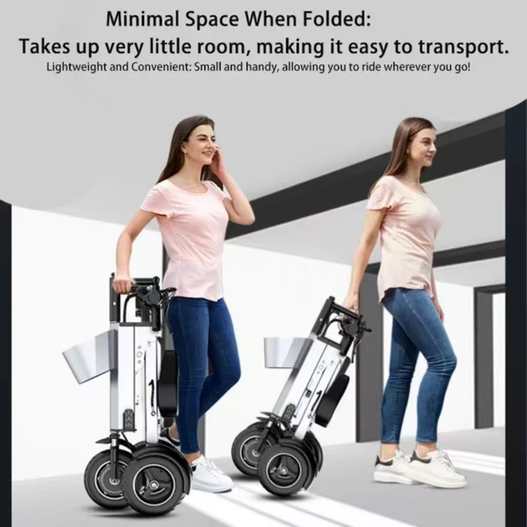 Cross-Border Folding Electric Vehicle, Electric Tricycle, Small Household Outdoor Mobility Aid Vehicle, New Model Vehicle-Mounted Battery-Powered Vehicle