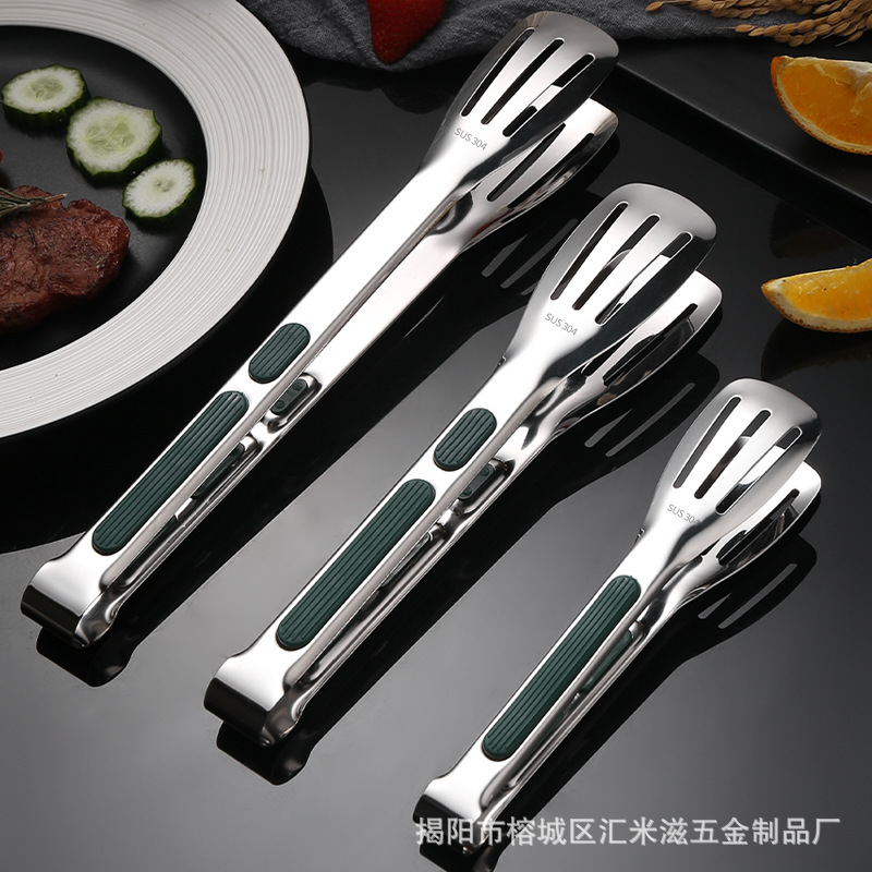 304ステンレス鋼焼肉クリップパーマ防止ハンドルBBQ食べ物クリップベーカリーパンクリップキッチンステーキクリップ食品クリップ|undefined