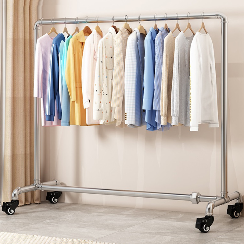 Galvanized Steel Pipe Clothes Drying Rack for Home Use, Balcony Outdoor Floor-Standing Clothes Rack