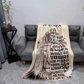 法兰绒数码印花毛毯柔软双面加厚毛毯办公室午睡盖毯冬季懒人毯