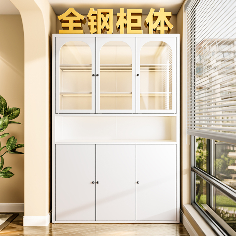 Steel balcony cabinet, sunproof, for home storage, sideboard, wall-mounted integrated storage cabinet, living room metal storage cabinet