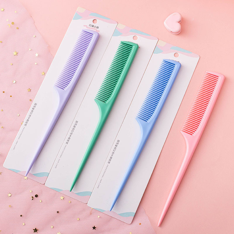 Sd701 Plastic Non-Breakable Hair Distribution Comb with Pointed Tail Spot Supermarket Supply Wholesale Large Colorful