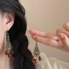 复古长款流苏耳环女2025新款度假风民族风耳坠高级波西米亚耳饰品