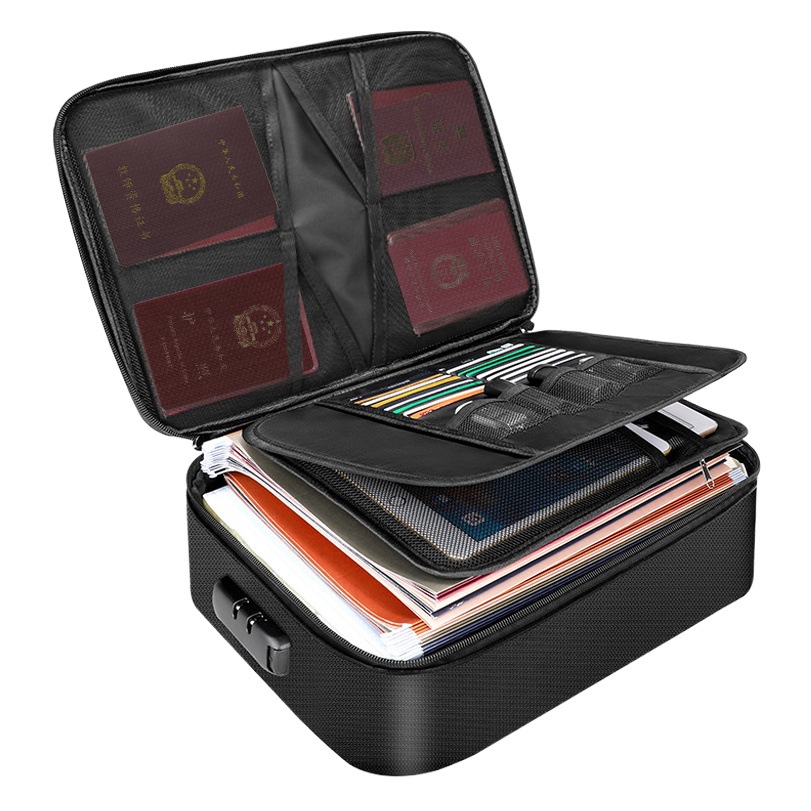 Multifuncional ignífugo impermeable certificado bolsa de almacenamiento Oficina hogar almacenamiento bolsa documento información pasaporte archivo bolsa