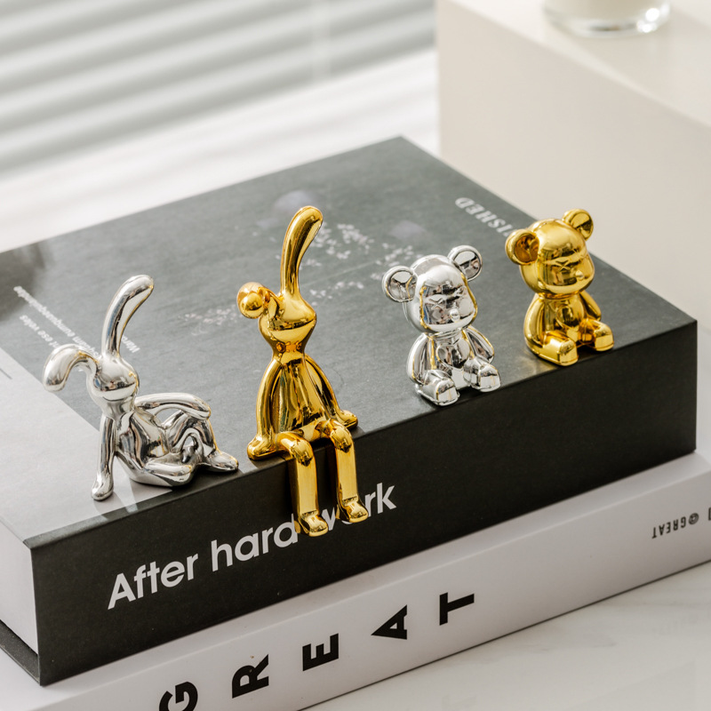 Modern Creative Sitting Rabbit Crafts Toothpick Tube Cup Lid Handle Accessories Tissue Storage Box Ornaments